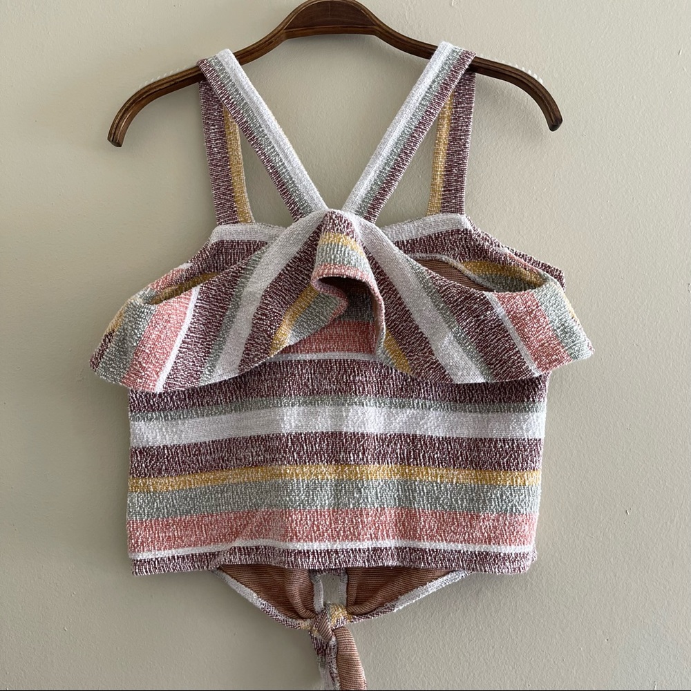 Texture and Thread Madewell Striped Ruffled Tank Top - Picture 3 of 7